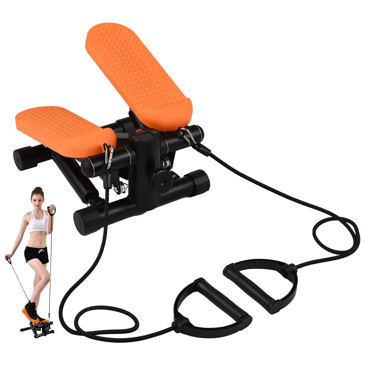 Mini Home Stepper with Resistance Bands & LCD