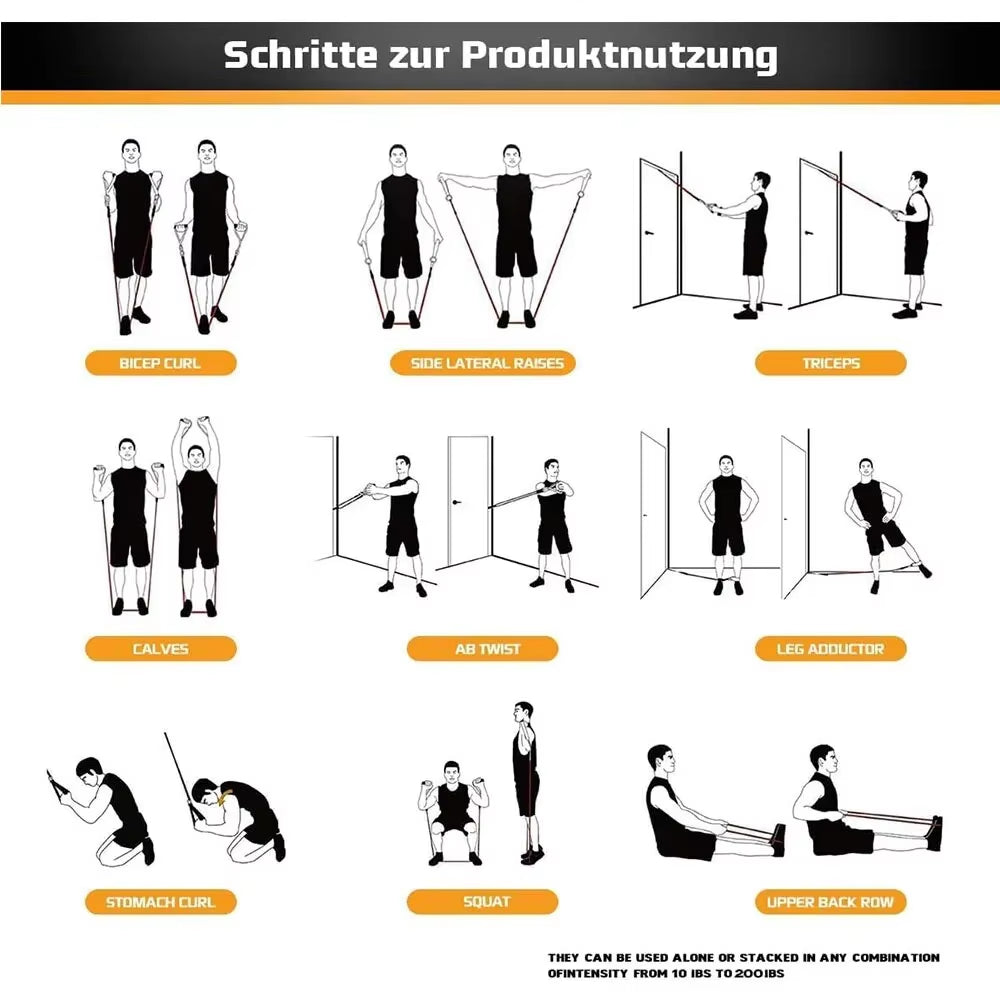 Tension Pull Rope Resistance Bands Set