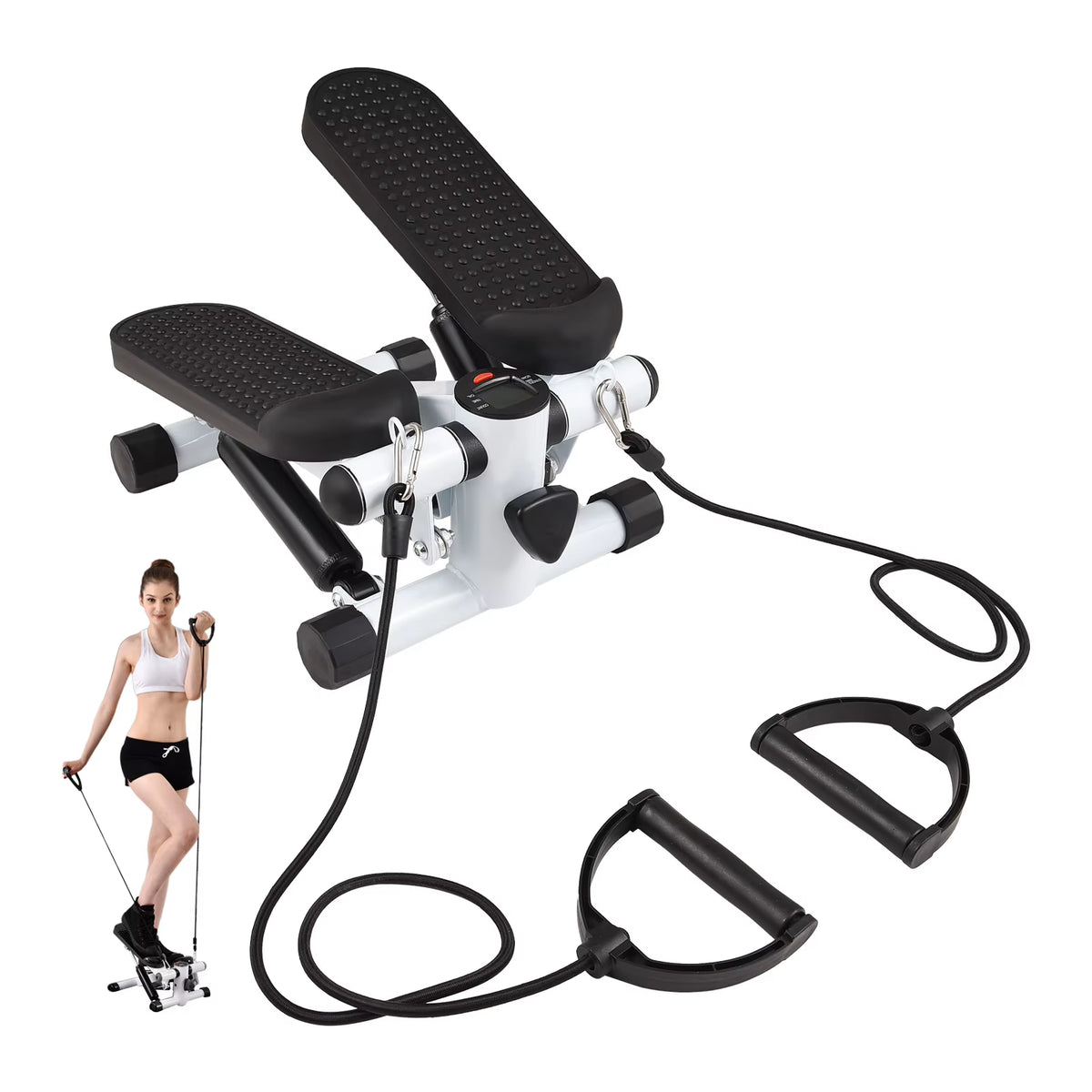 Mini Home Stepper with Resistance Bands & LCD