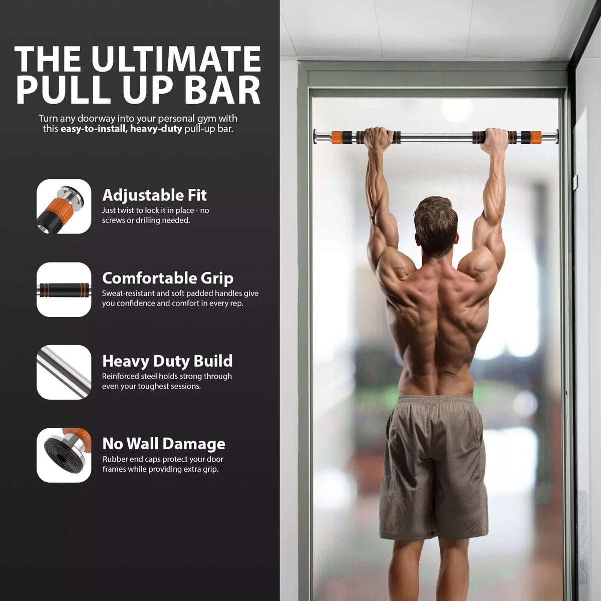 Adjustable Doorway Pull-Up Bar for Home Workouts