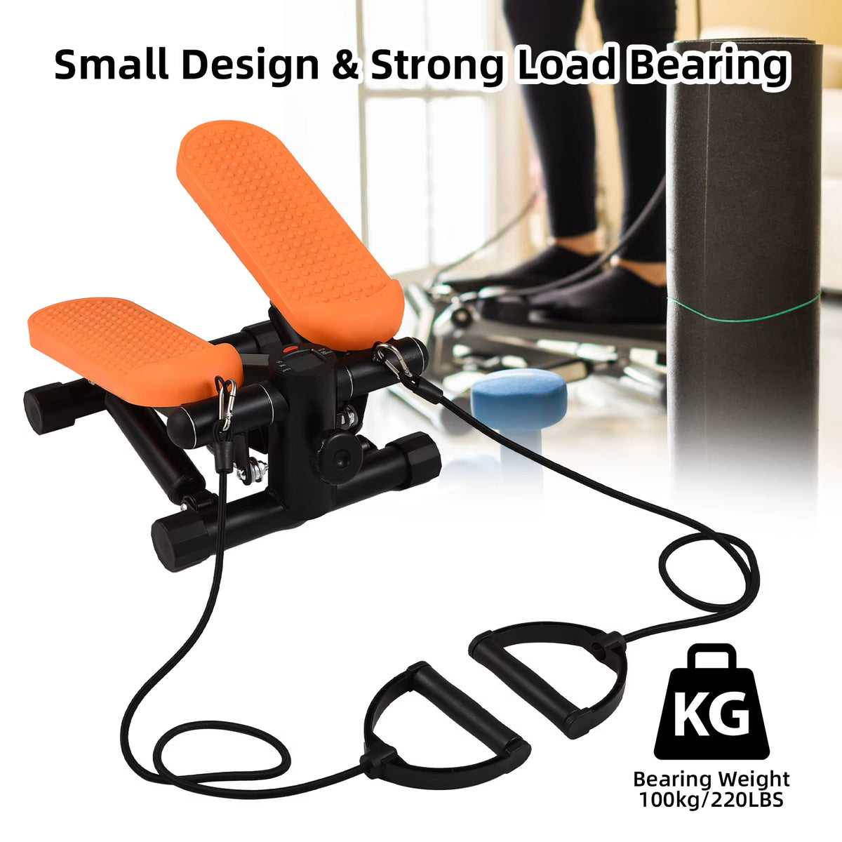 Mini Stair Stepper with Resistance Bands & LCD