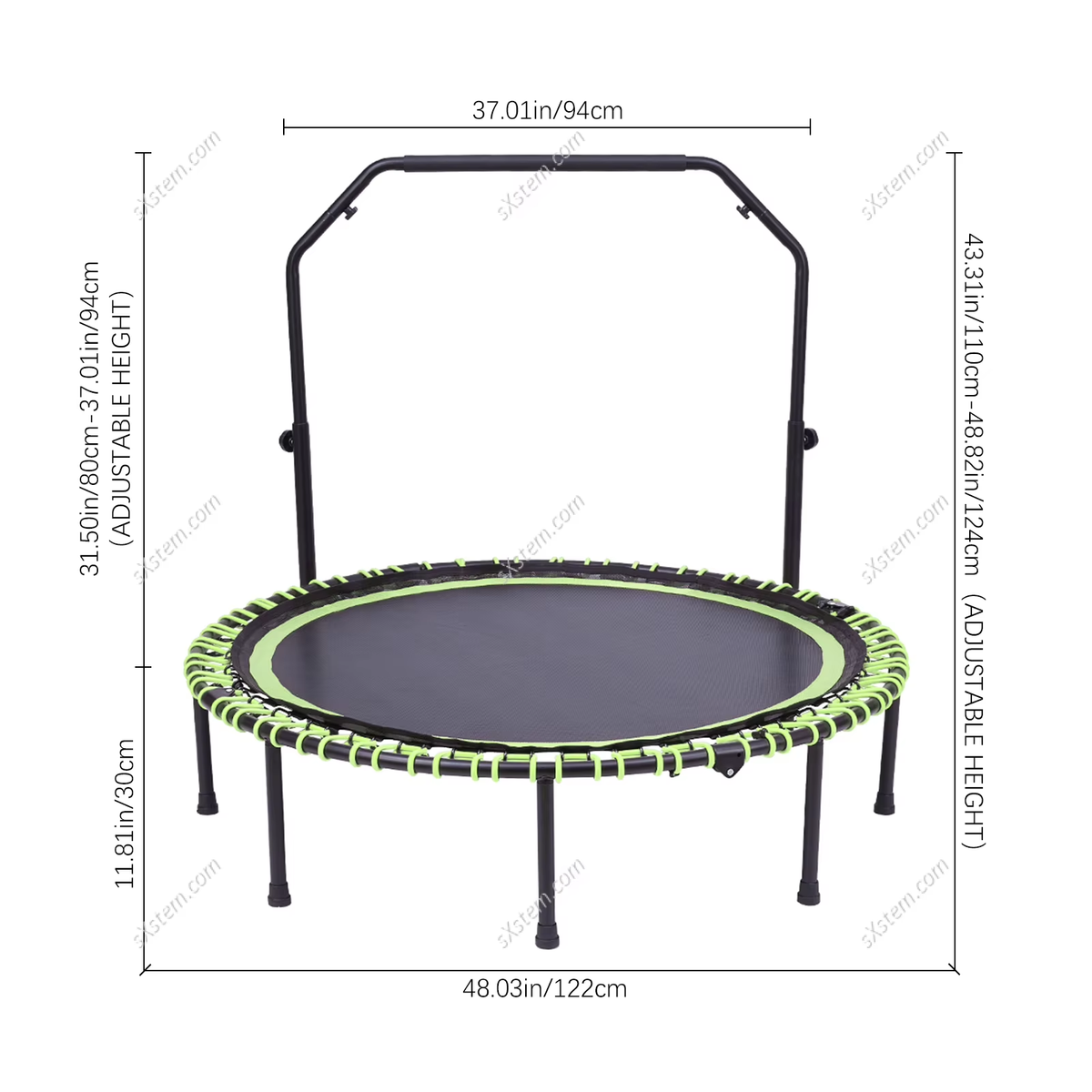 Folding Fitness Trampoline with Elastic T-Armrest