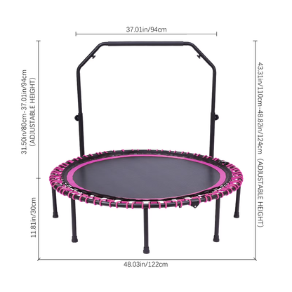 Folding Fitness Trampoline with Elastic T-Armrest