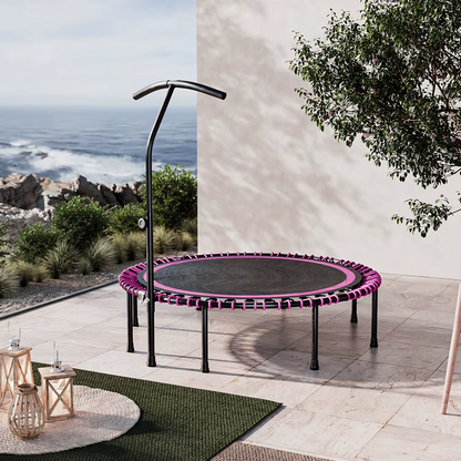 Folding Fitness Trampoline with Elastic T-Armrest