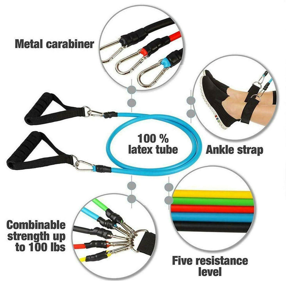 Resistance Tubes Bands Set for CrossFit & Fitness (12PCS)