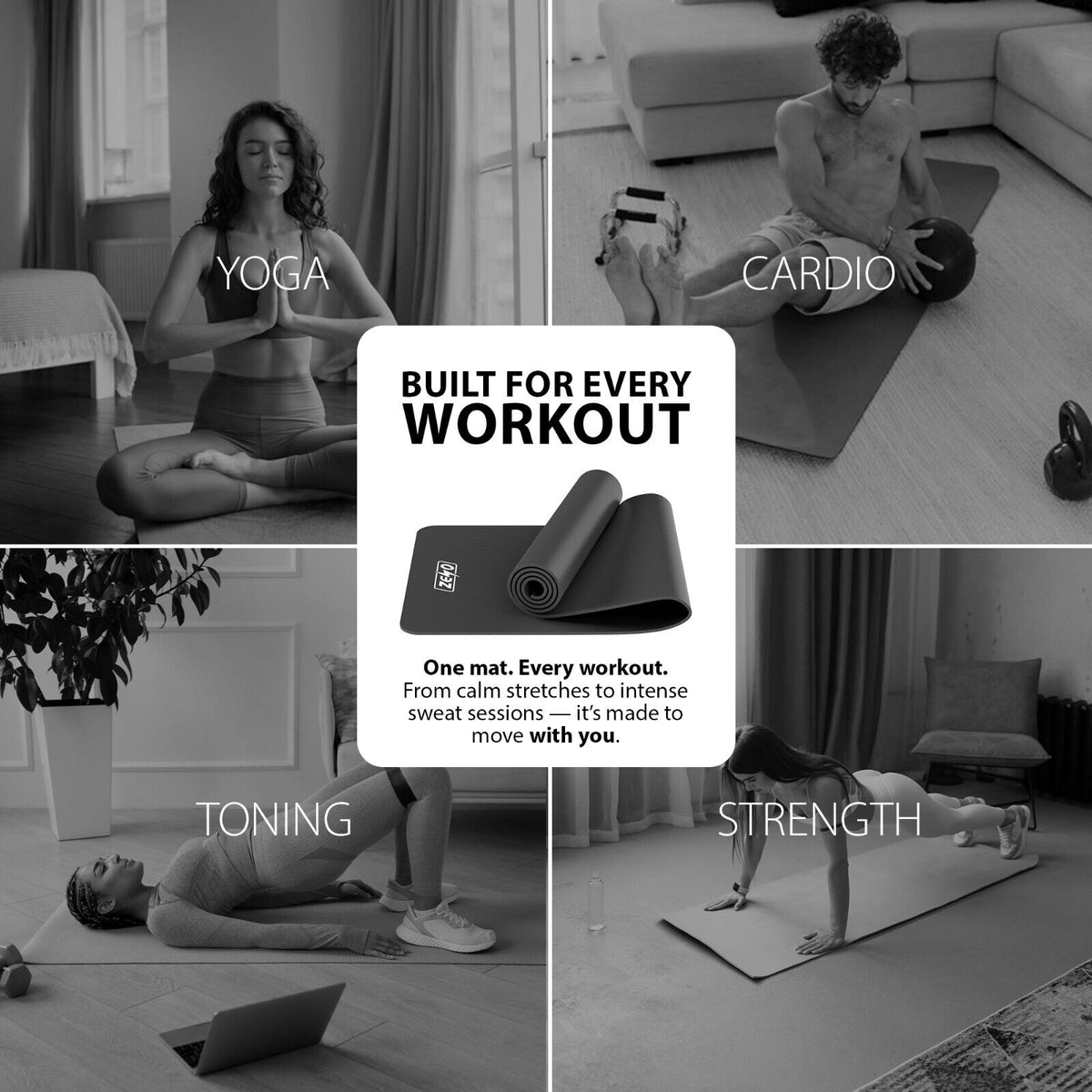 10mm Thick Non-Slip Yoga Exercise Mat
